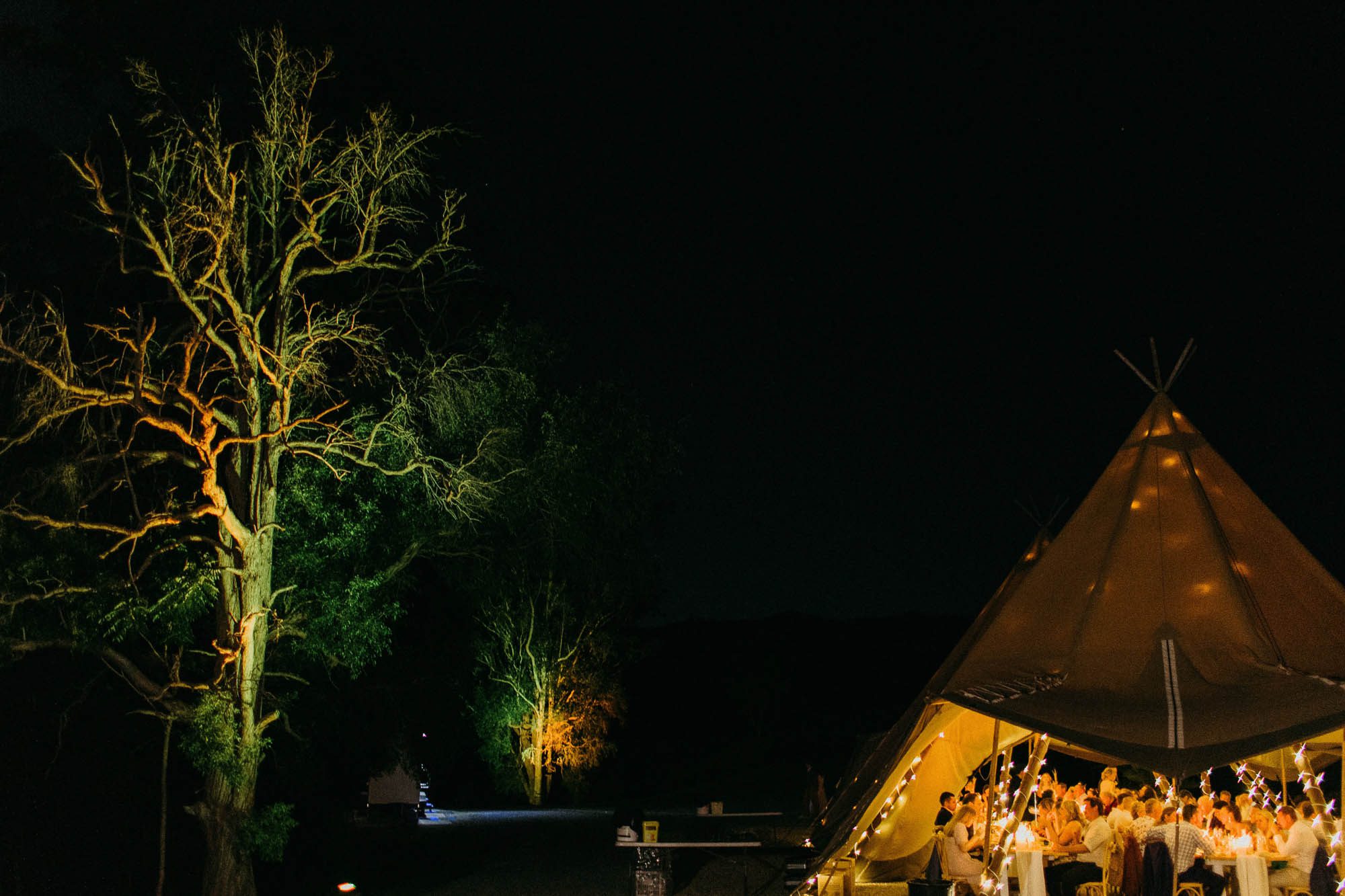 Tipi Wedding Hire Gold Coast night time lighting